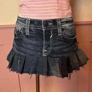 y2k mcbling micro denim low rise mini skirt reworked vigoss